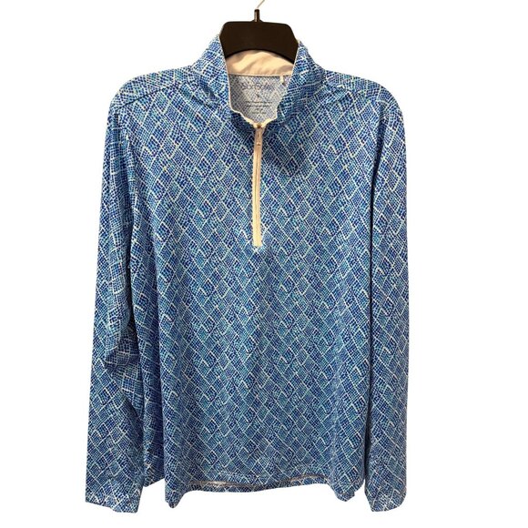 San Soleil Blue Mosaic Print Zip Pullover Upf 50 Athletic TopSz L - Picture 6 of 11